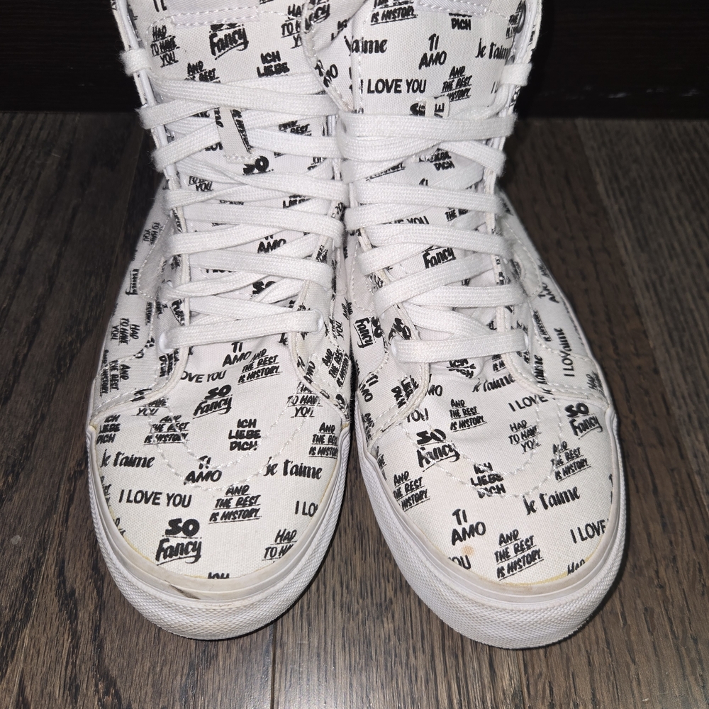Vans Sk8-Hi Love Text Sneakers White Pink